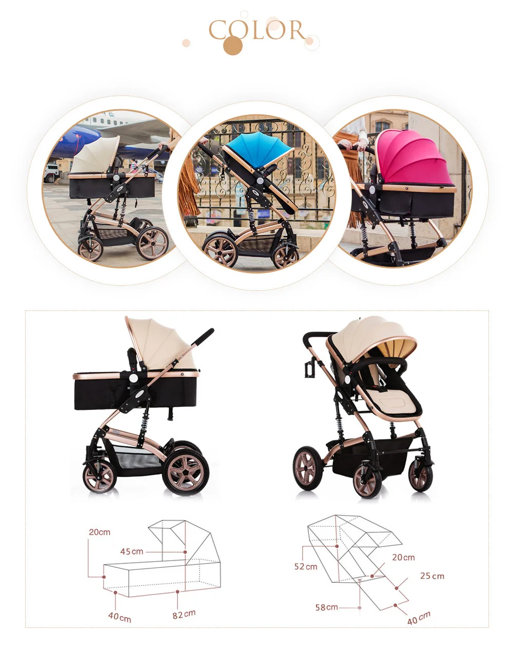 NEW Foldable Pram Baby Stroller With Explosion-Proof Rear Wheel Lightweight Aluminum Alloy Luxury Baby Stroller