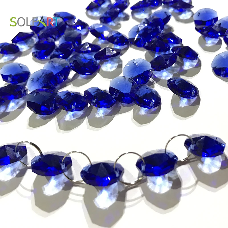 SOLFART 50 шт. 14 м люстра Восьмиугольные бусины Висячие синие Кристальные двери/окна 2