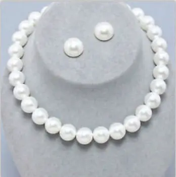 

classic sets 10- 11mm natural white pearl necklace18inch earring(AKK329)