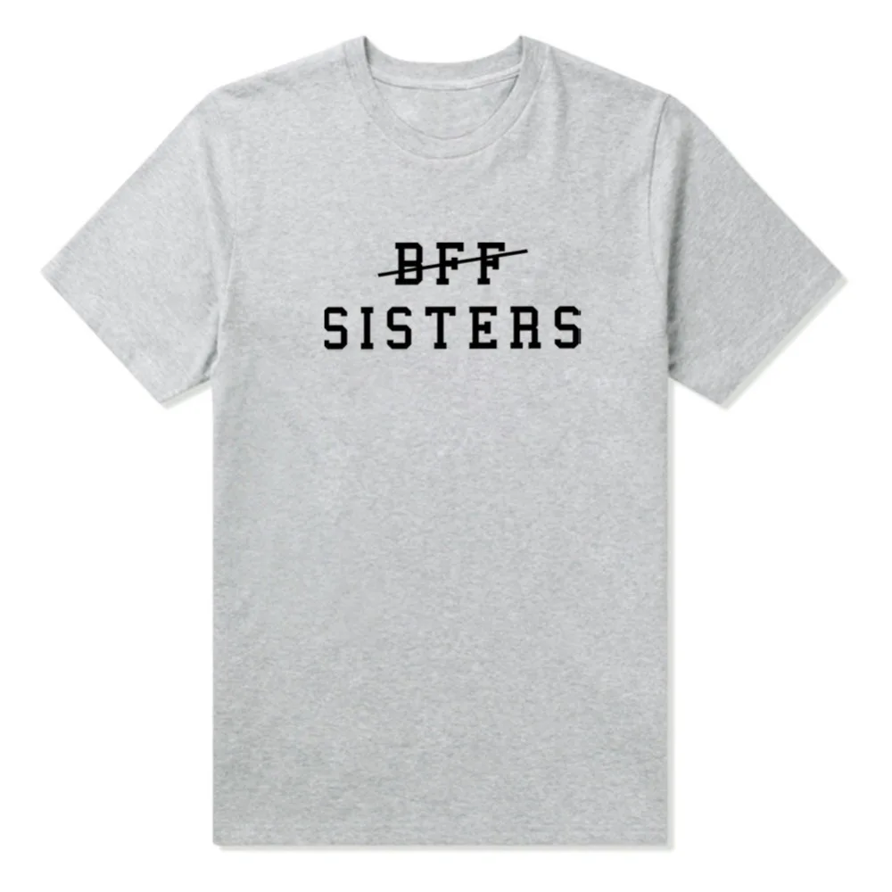 BFF SISTERS футболка с буквенным принтом, Женская свободная футболка с коротким рукавом и круглым вырезом, летняя женская футболка, топы - Цвет: Серый