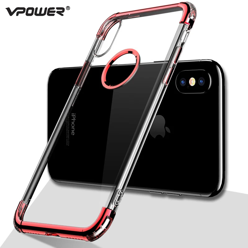 

Vpower for iPhone X 10 plating frame clear case, 3 in 1 Soft cover Glitter tpu case smartphone for iphone x