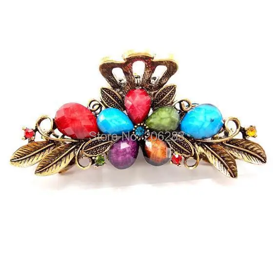 

Bohemia Vintage Retro style crystal women Hair Claws flower hairpin D3855
