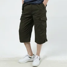 Летние шорты для мужчин Мешковатые с карманами военные на молнии мужские s Карго короткие Горячие Бриджи мужские длинные армейский зеленый хаки серый Большие размеры
