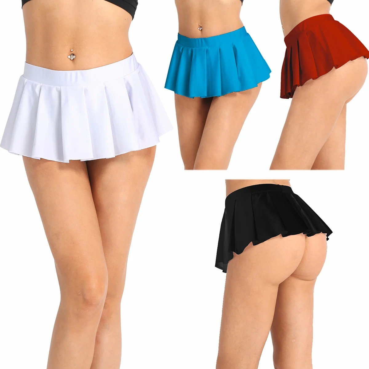 Женская Блестящая мини-юбка для Болельщицы, сексуальная школьная форма, плиссированная мини-юбка с низкой посадкой, женские вечерние Клубные костюмы, горячее ночное белье