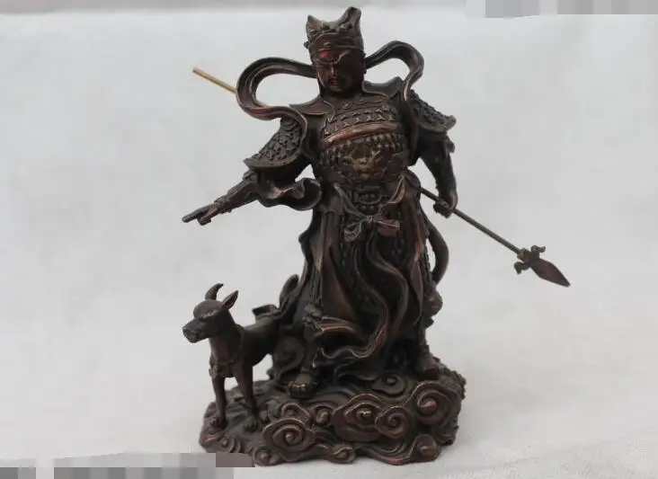 

S06499 8"Chinese Bronze Immortal Er Lang Yang Jian Er Lang Shen God General Dog Statue discount 30% (C0324)