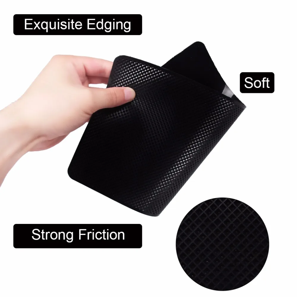 Silica Gel Car Anti-slip Mat For Cellphone Ornaments Fixed Center Console Grid Non-slip Pad 2715cm-Black (3)