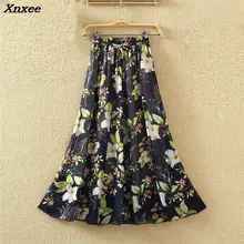 New Coming Lovely Women Maxi Skirt 2018 High Waist Pleated print A Line Long Skirt S-XL high elasticity fashion Chiffon skirts maxi high waist pleated a line dress