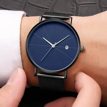 

Luxury Mens Glass Quartz Analog Watches With Calendar Men's watch Wrist Party decoration suit Dress Watch gifts male man