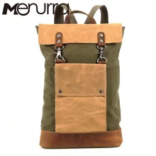 Кожаный холщовый рюкзак для мужчин военный тактический рюкзак, для мальчиков и девочек винтажный толстый холщовый школьный рюкзаки сумки