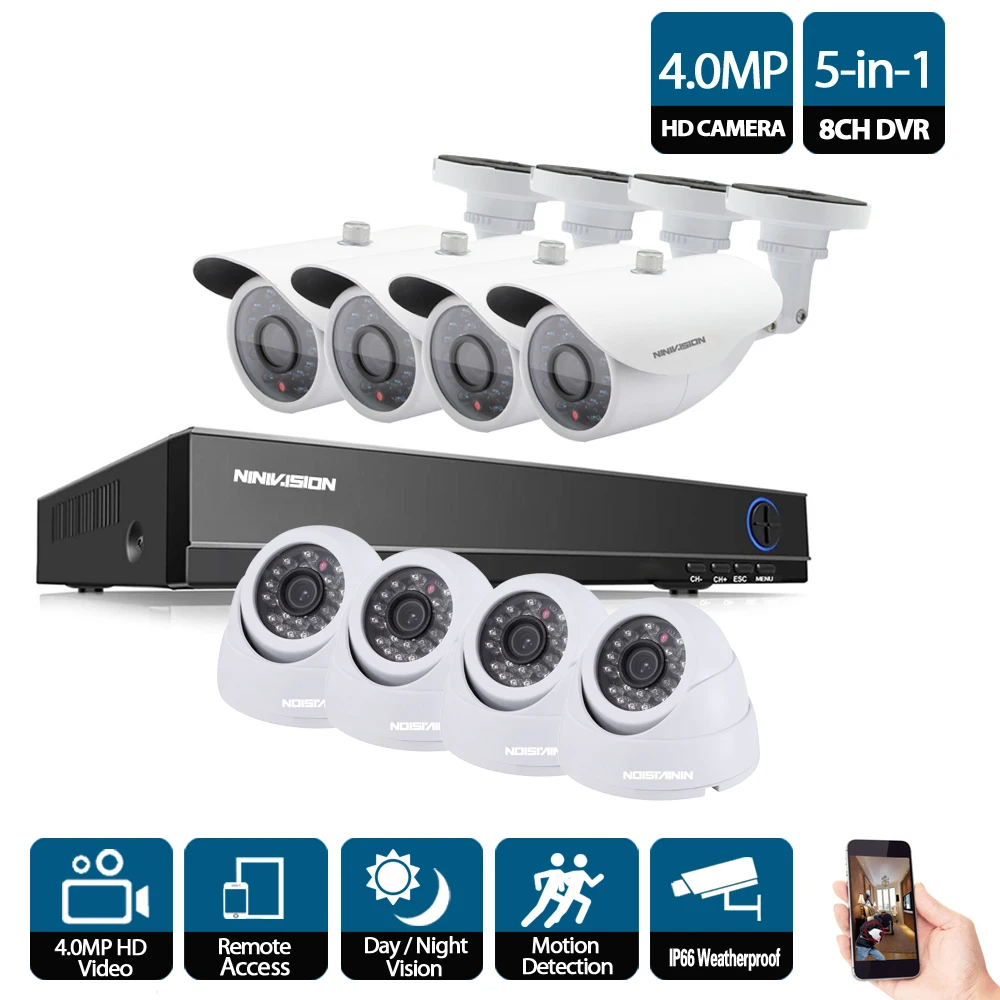 Домашний 4.0MP 8CH AHD DVR HD CCTV камера безопасности 8 шт. Крытый Открытый День Ночь ИК камеры видеонаблюдения комплект camaras de seguridad