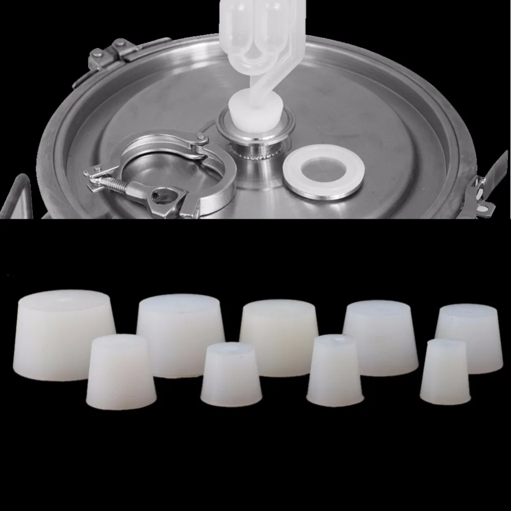 

OOTDTY 2 Pcs Silicone Rubber Plug Stopper With Hole Airlock Bubbler Valve Wine Brew Dia 17/19/22/25/28/32/37/41/46mm