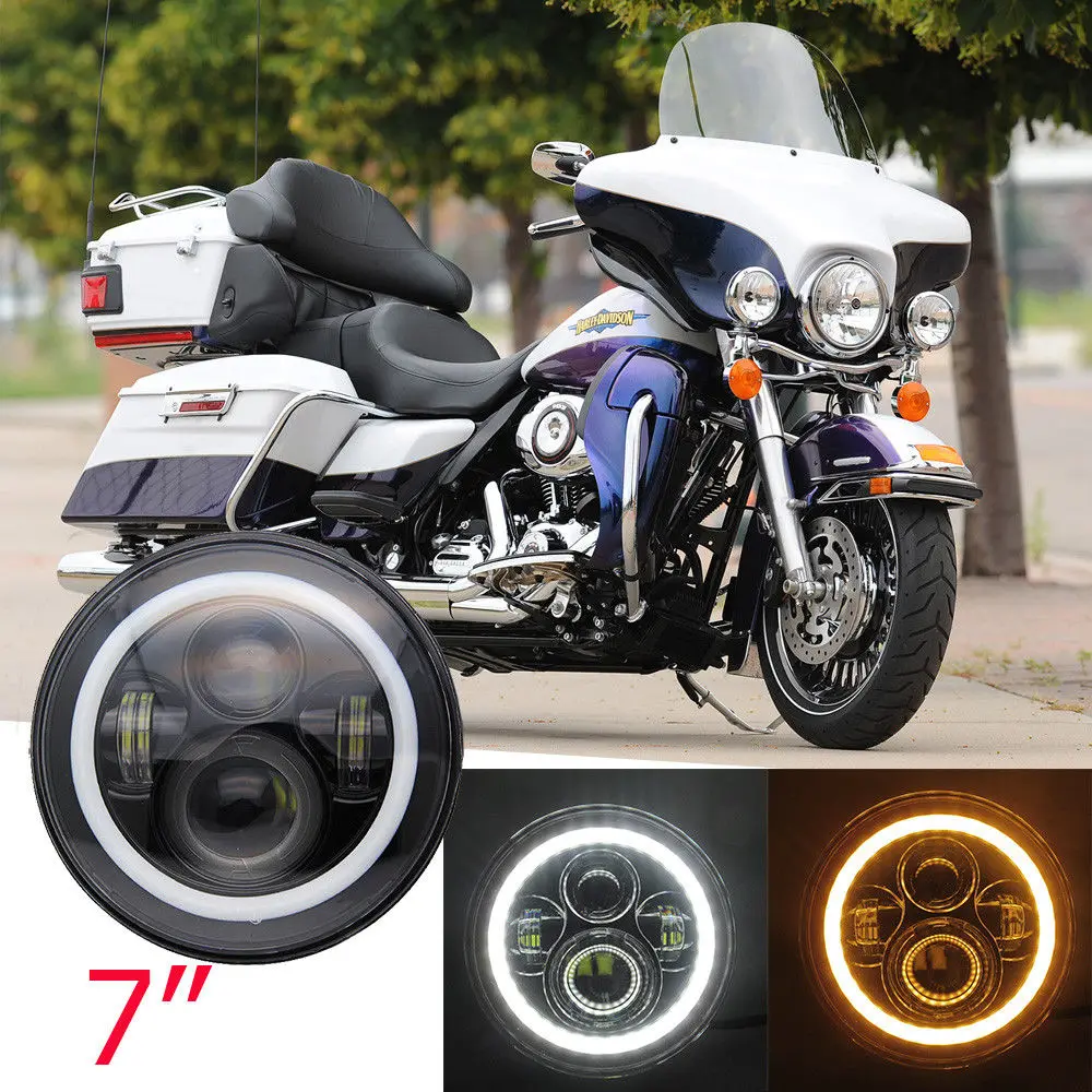 

Car Motorcycle accessories 7 inch Led Motor Headlight With Angle Eye for BMW Harley Motorcycle 7inch Housing Bucket Trim Ring
