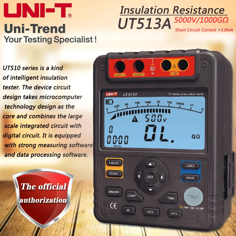 UNI T UT513A Insulation Resistance Tester 5000V Automatic Range Digital