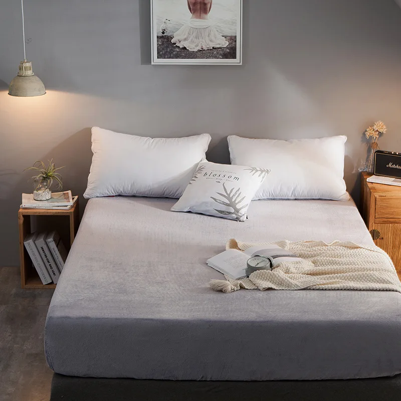 

Fitted Sheet Mattress Cover with All-around Elastic Rubber Band Printed Bed Sheet Hot Selling Bed Linens Flannel Thicken