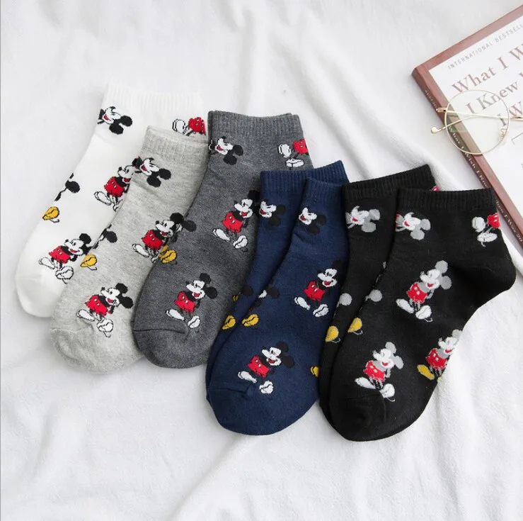 Носки с Микки Маусом в Корейском стиле, модные, новинка, милые, забавные носки с мультяшной мышкой, всесезонные женские носки, хлопковые носки