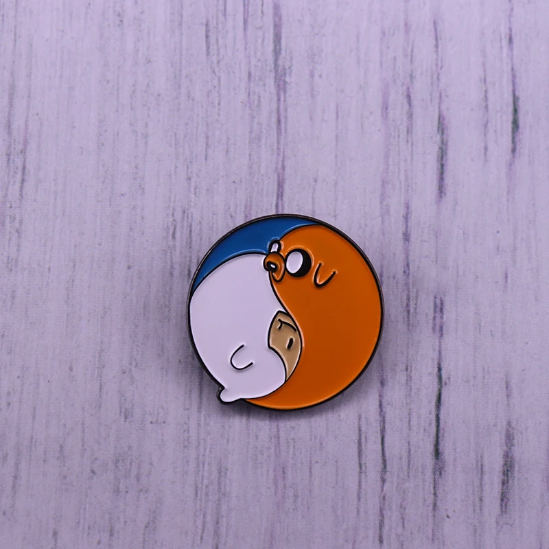 

Finn and Jake Yin Yang enamel pin Adventure Time Embroidered brooch pin
