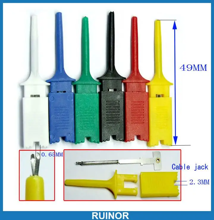 

60pcs 6 Color Grabbers Probes SMT IC Hook Test Clip DIY