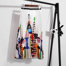 Saia Midi ограниченная по времени полиэфирная юбка, женские юбки s Saia Longa Faldas Mujer,, Женская юбка с принтом