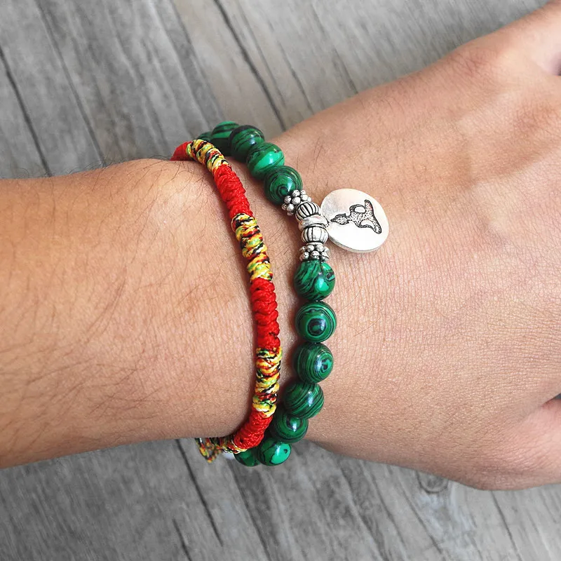 Женский и мужской браслет из малачита бусин 2 шт./компл.|strand bracelets|mala braceletbracelet lucky |