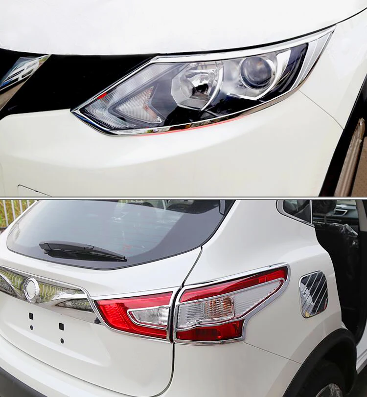 

Chrome Front Rear Headlight Tail Light Lamp Cover Trim Frame Rim Bezel Molding Accessories Fit For Nissan Qashqai J11 2014-2019