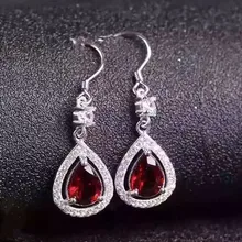 За ювелирные изделия Природные гранатовые серьги 925 стерлингового серебра серьги 1.2ct* 2шт драгоценный камень# L18050814