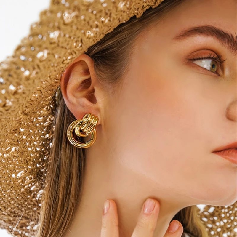 

Small metal vintage statement stud earrings for women 2019 new design trendy jewelry za gold color stud earrings wholesale