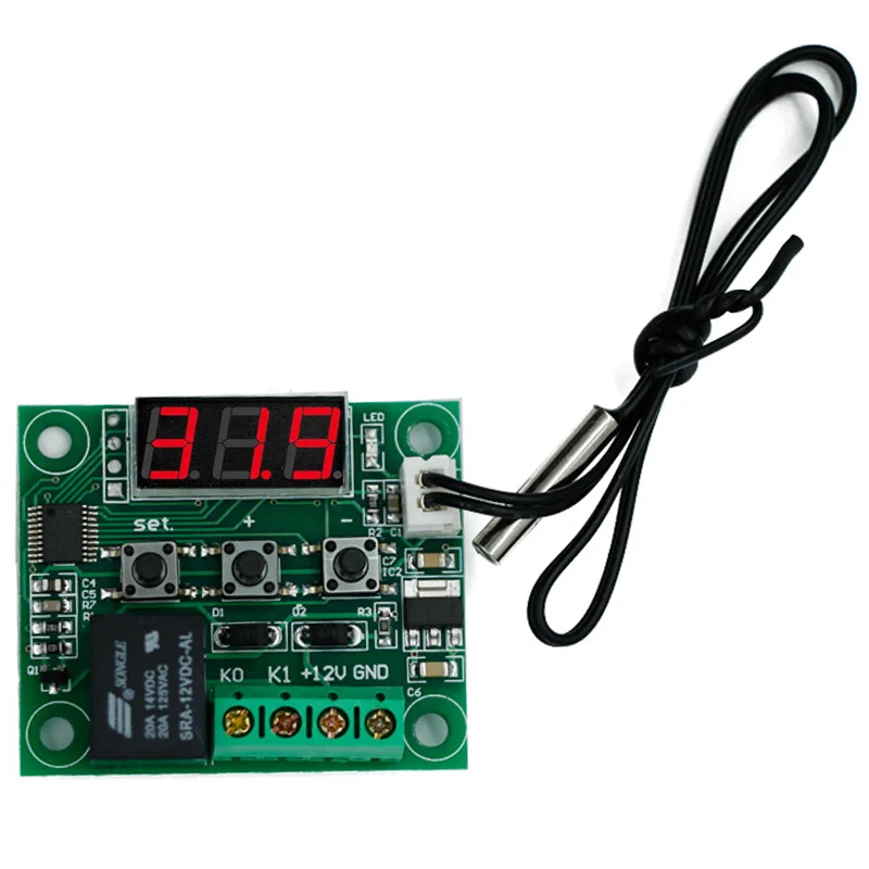 

W1209 LED DC 12V heat cool Heat temp thermostat Thermometer Temperature Control On/Off Switch -50-110C with Sensor 39%off