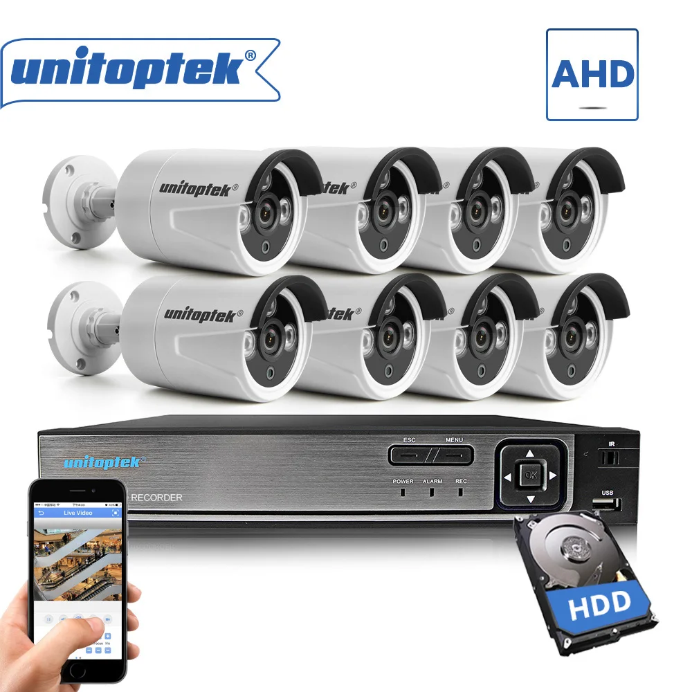 

8CH AHD 3 IN 1 Security DVR HDMI 1280*720 1200TVL Weatherproof Outdoor CCTV Camera 1.0MP 720P Video Surveillance System Kit