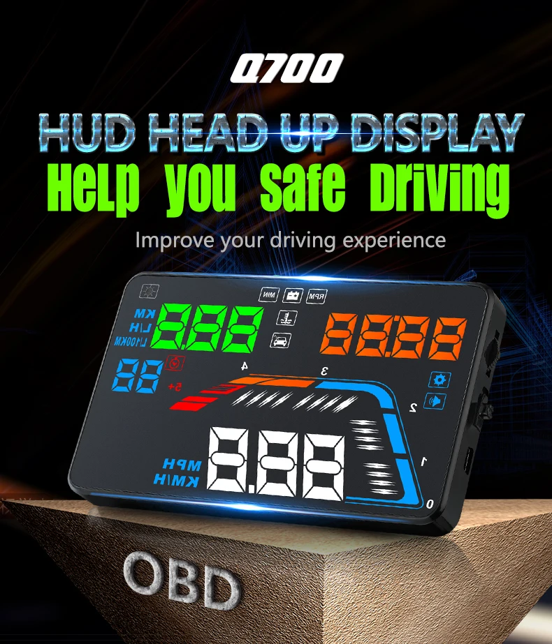 GEYIREN A100S с блендой Q700 автомобильный HUD Дисплей OBD II EUOBD ветровое стекло проектор Авто Электроника лучше, чем C60 C80