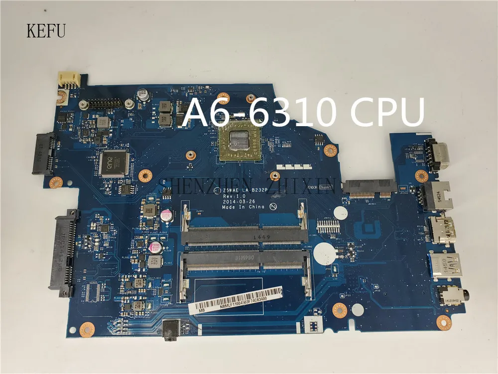 Материнская плата для ноутбука ACER aspire E5 521 CPU Z5WAE A6 6310U NBMLF11004 протестированная
