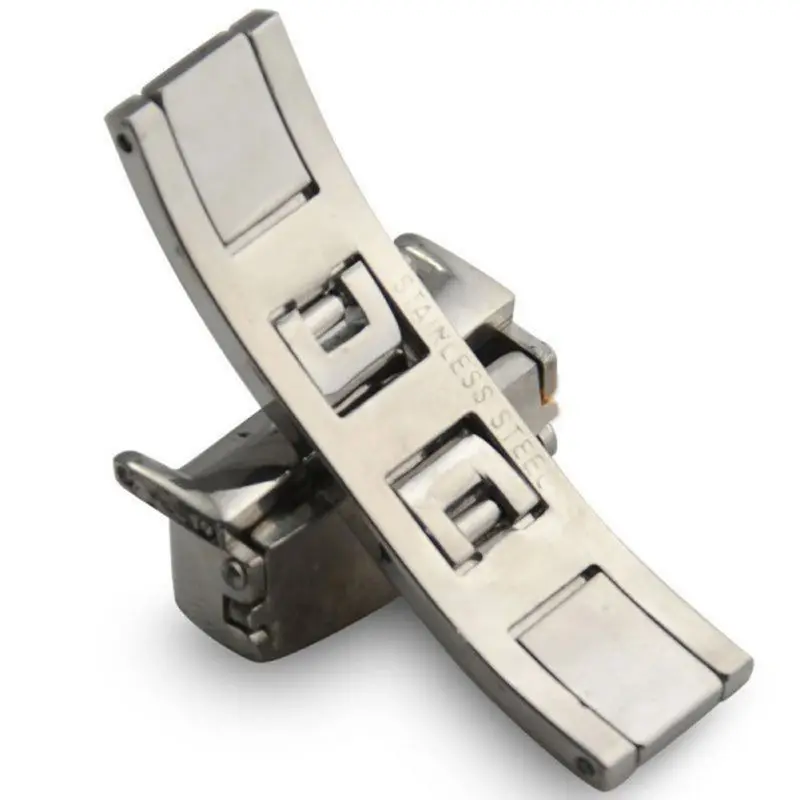 

Stainless Steel Wristwatch Buckle Clasp Accessories Wide Butterfly Clasp Replacement Opposite-pull 12/14/16/18/20mm