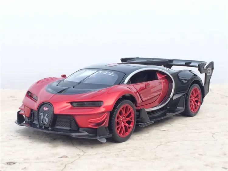1:32 Масштаб Bugatti Veyron литая под давлением модель автомобиля игрушечный электронный автомобиль с вытягивающимся назад светильник детские игрушки подарок - Цвет: Красный