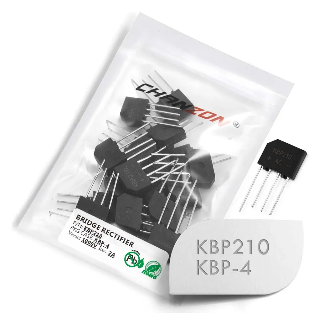 

20 Pcs KBP210 Bridge Rectifier Diode 2A 1000V KBP-4 (SIP-4) Single Phase Full Wave 2 Amp 1000 Volt KBP 210 Silicon