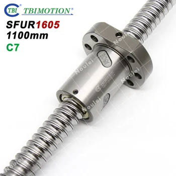 

TBI Ballscrew 1605 C7 1100mm CNC Ball screw 5mm lead with SFU1605 Ball nut for high stability SFNU1605 1100mm