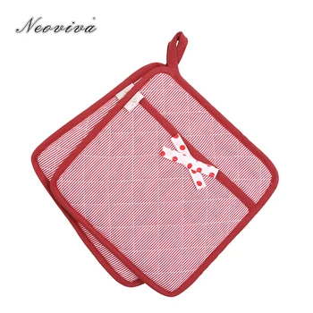 

Neoviva Cotton Quilting Pot Holder with Bow Knot Decoration for Daily Kitchen Set of 2 Style Emma Striped Raspberry Wine Napkins