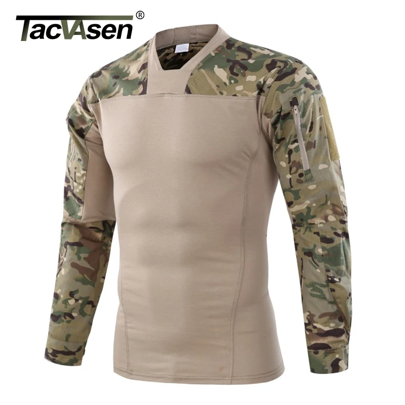 

TACVASEN Men Tactical T-shirt Paintball Army Combat T Shirt Men Long Sleeve Camouflage Performance tshirt Military Hunt Top Tees