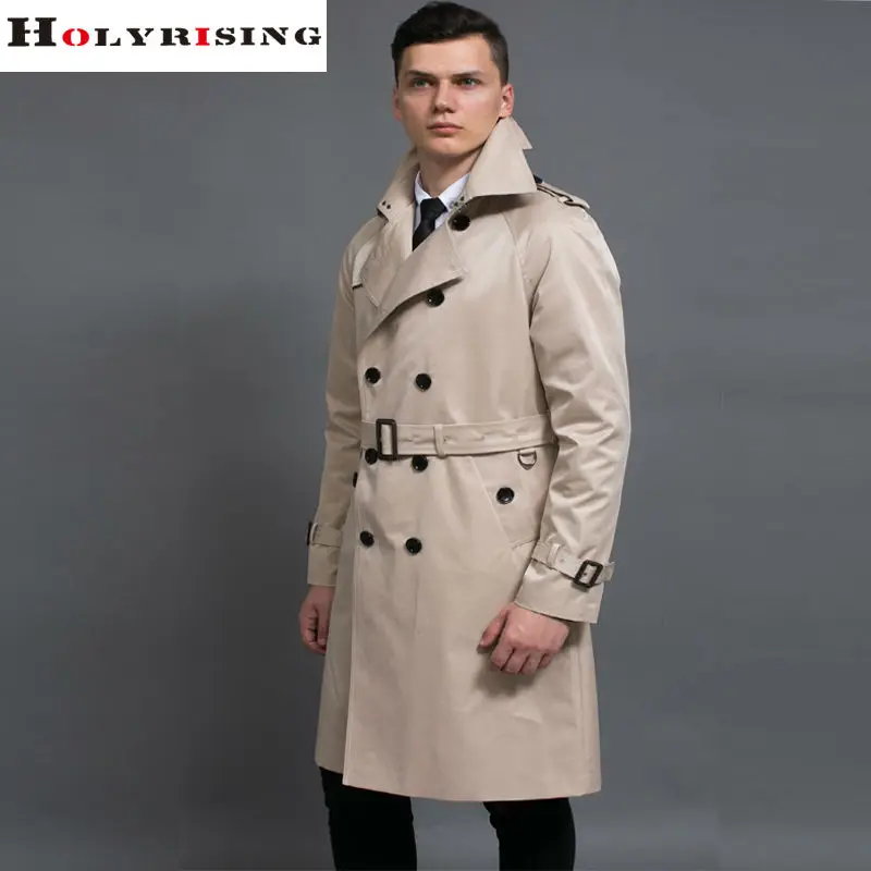 S 6XL Trench Coat Men British Style Spring Autumn Pea Coats Double