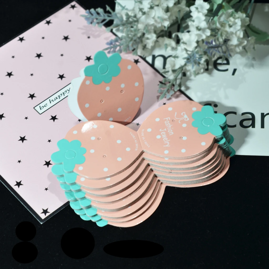 50Pcs Strawberry Paper Fashion Jewellery Display Cards Hair accessories Cards for Kids Children