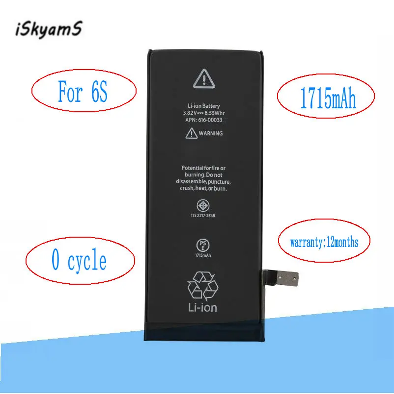 

10pcs /lot 1715mAh 0 zero cycle Replacement Li-Polymer Battery For iPhone 6S 6 S Accumulator Batteries