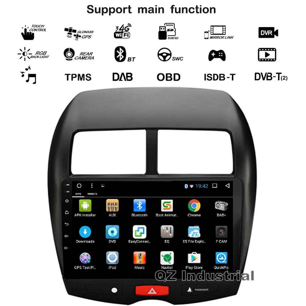 Discount QZ industrial HD 10.1inch Android 8.1 T8 car dvd player For Mitsubishi ASX with GPS 3G 4G WIFI Radio BT SWC RDS Stereo Navi Map 3
