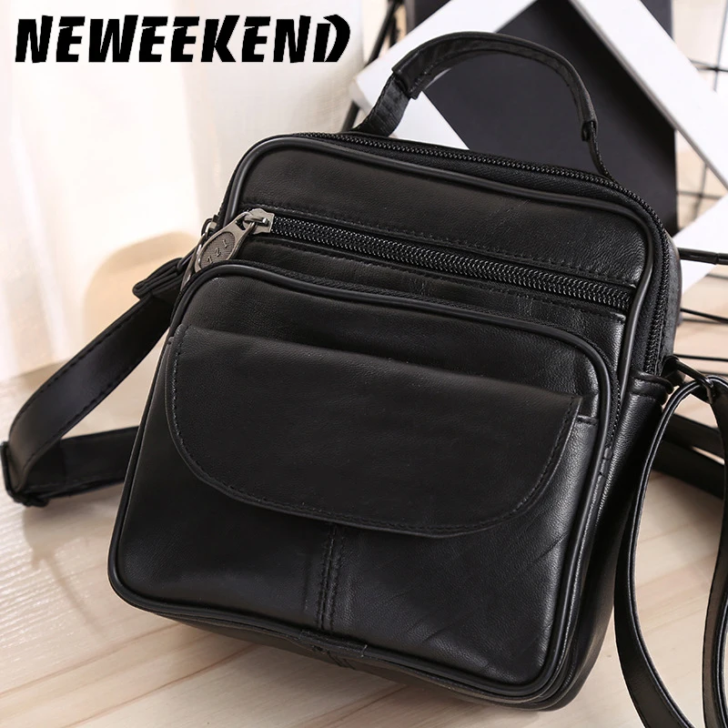 

Genuine Leather Mens Bags Male Crossbody Bags Small Flap Casual Messenger Bag Men's Shoulder Bag Genuine Leather Skin 11014