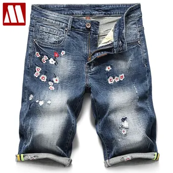 

Chinese Style Man Applique Short Jeans Brand Clothing Bermuda 2020 Summer 98% Cotton Cozy Male Shorts Casual Retro Denim Shorts