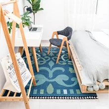 Kilim одноцветное шерсть Марокко гостиной ковер геометрические синий индийский ковер в богемном стиле с цветком современный дизайн коврик скандинавском стиле