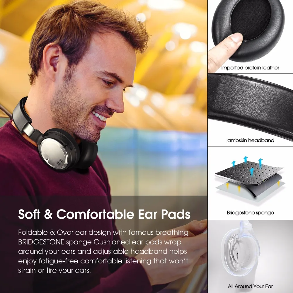 Новые Bee Bluetooth наушники с активным шумоподавлением беспроводная гарнитура