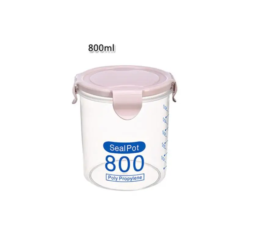 Влагостойкий кухонный ящик для хранения, герметичный пластиковый контейнер для хранения продуктов питания, прозрачный герметичный пластиковый контейнер - Цвет: Pink 800ml