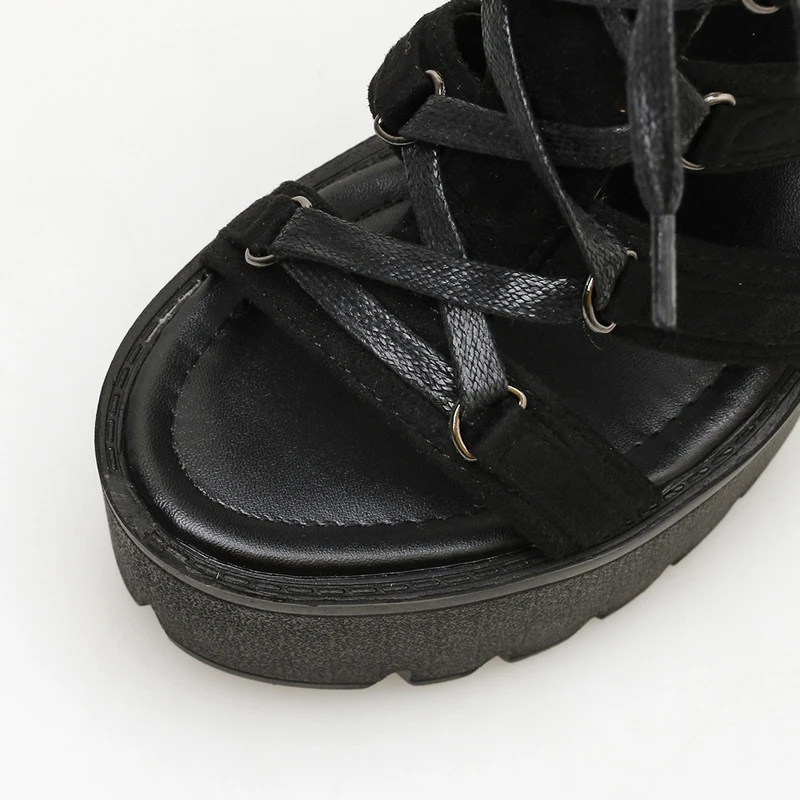 CM 13 High Heels Schwarz Keil Wildleder Schuhe Sandalen Zur Punk rdoCWxBe