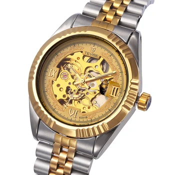 

Mechanical Watch Automatic Stainless Steel Hollow Dial Waterproof Skeleton Watch TEVISE Men Automatic Watch Relogio Masculino