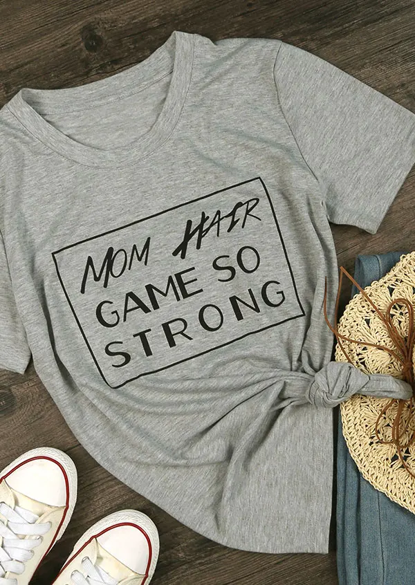 Футболка с надписью Mom Hair Game So Strong женские модные футболки со смешным слоганом