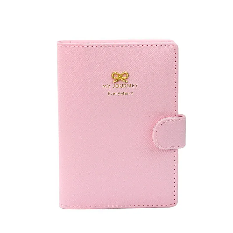 Для женщин и девочек, милый бантик, пряжки, держатель для паспорта, защитный чехол, органайзер для женщин, высокое качество, сумки для карт - Цвет: Розовый