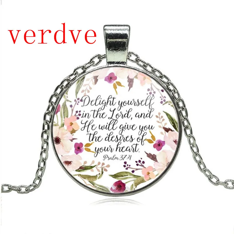 

Christian Jewelry Delight Yourself in the Lord Necklace Psalm 37:4 Bible Verse Charm Necklaces Faith Inspirational Gifts